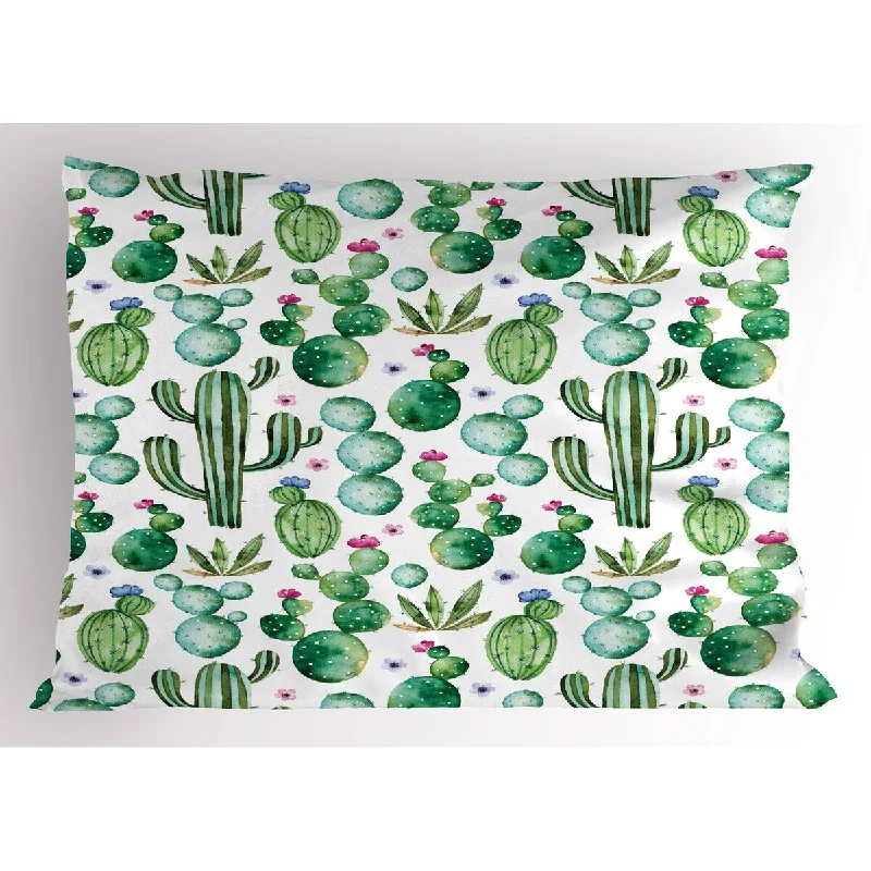 Ambesonne Green Pillow Sham, Decorative Standard Queen Size Printed Pillowcase