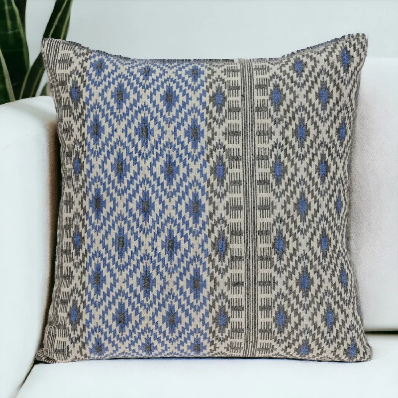 Gray And Blue Aztec Diamond Throw Pillow