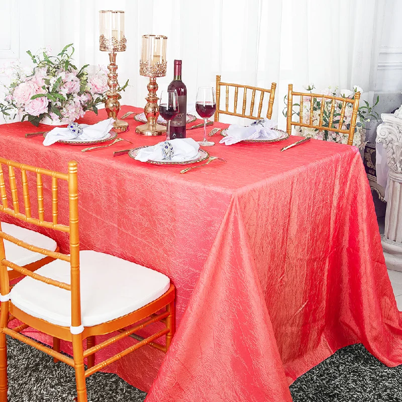 90"x156" Seamless Rectangular Crushed Taffeta Tablecloth - Coral (1pc)