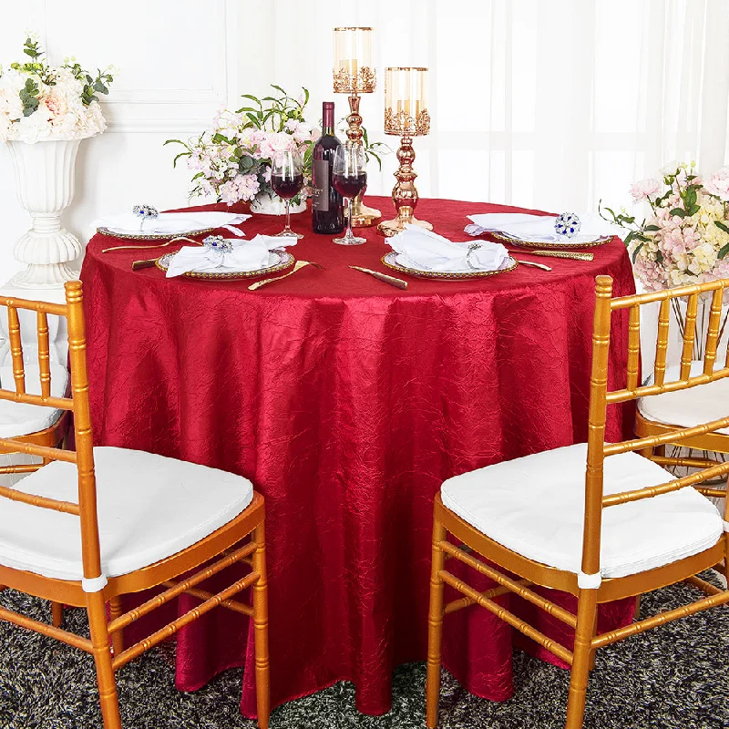 132" Round Crushed Taffeta Tablecloth - Apple Red (1pc)