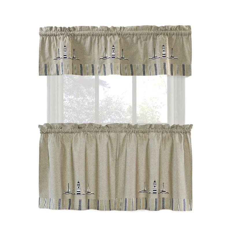 Blue Cotton Barnegat Light House Curtain Tier Set