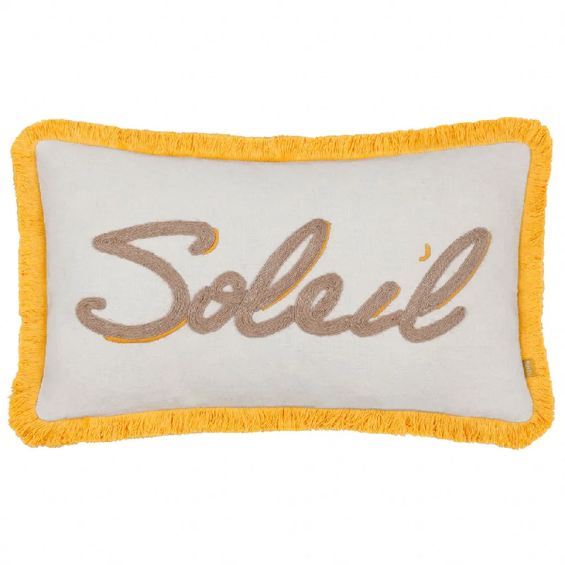 Soleil Embroidered Cushion Yellow