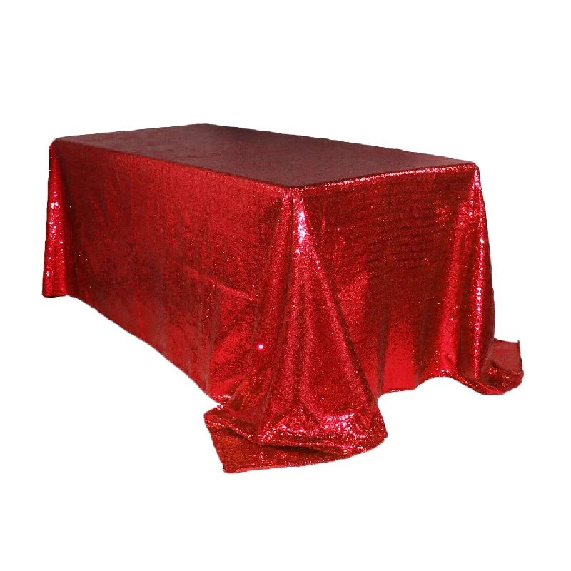 90 x 132 inch Glitz Sequin Rectangular Tablecloth Red