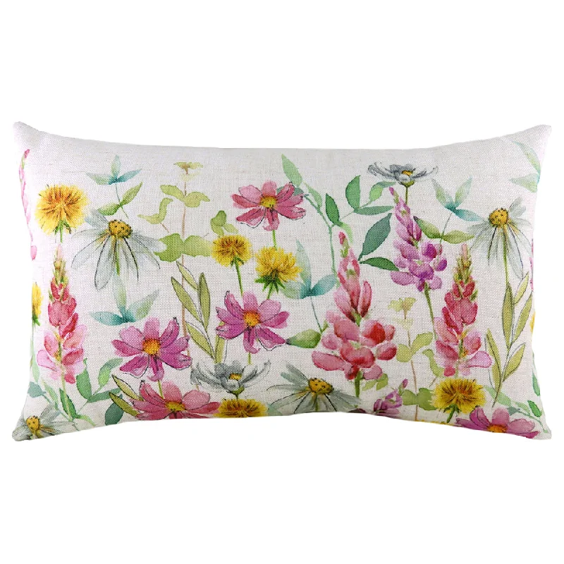 Wild Flowers Ava Rectangular Cushion Fuchsia