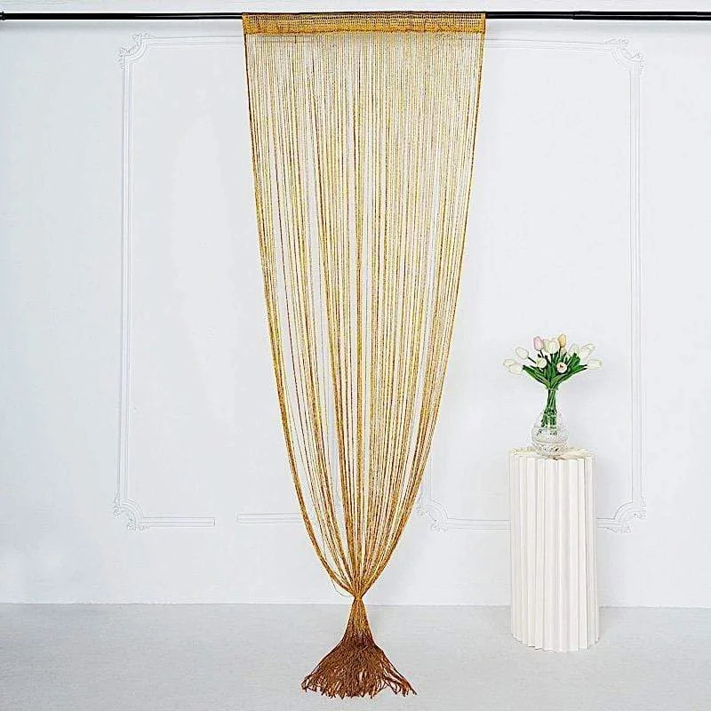 3 ft x 8 ft Silk Tassels Fringe Backdrop Curtain