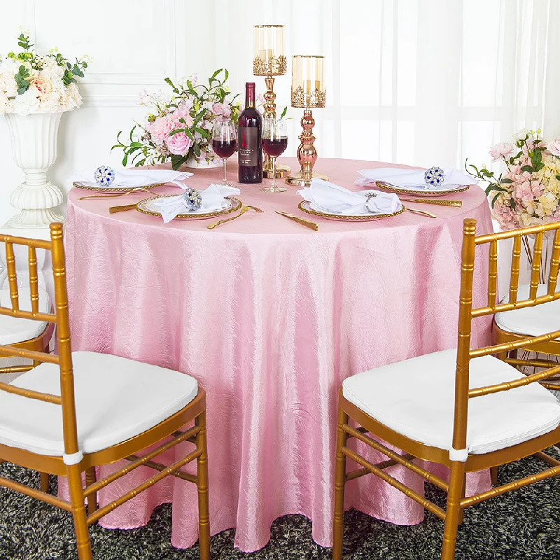 120" Seamless Round Crushed Taffeta Tablecloth - Pink (1pc)