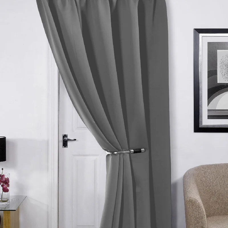 Cali Silver Thermal Blackout Eyelet Door Curtain