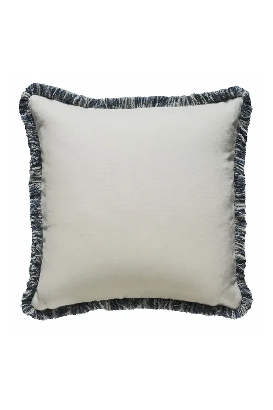 White Linen Cushion with Gray Fringe | Andrew Martin Beagle