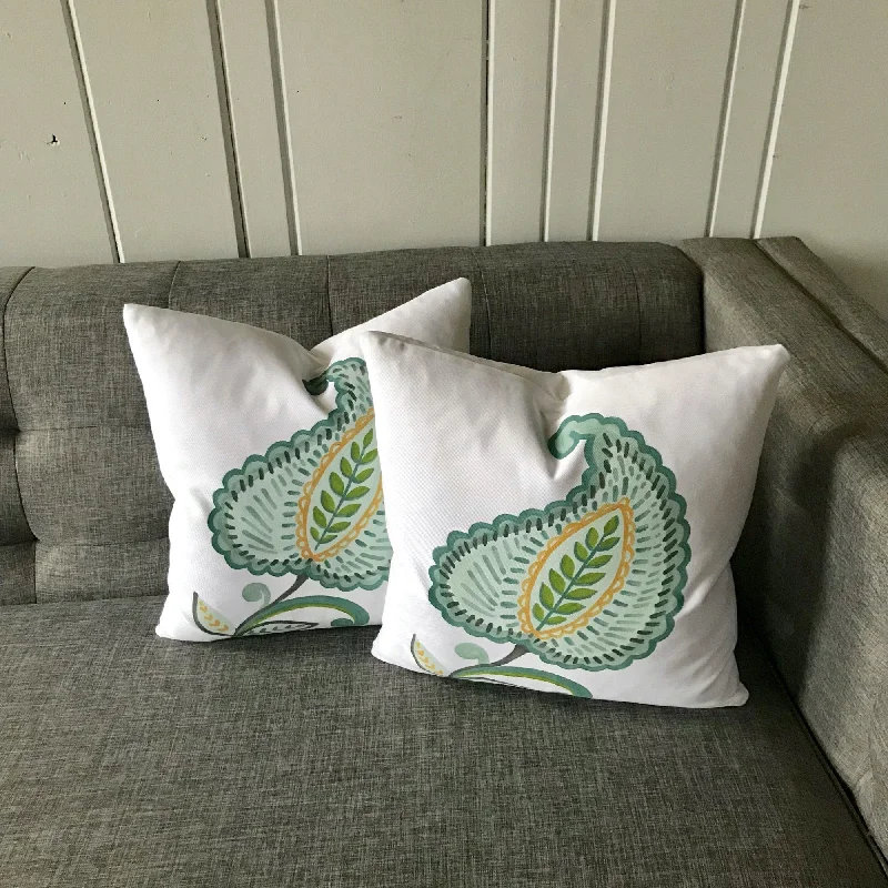 Botanical Bud Hand-Painted Throw Pillow Cover 16x16