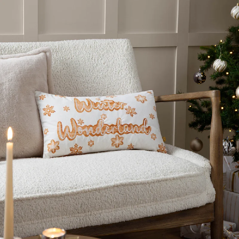 Gretel Winter Wonderland Embroidered Cushion Cloud Dust/Ginger