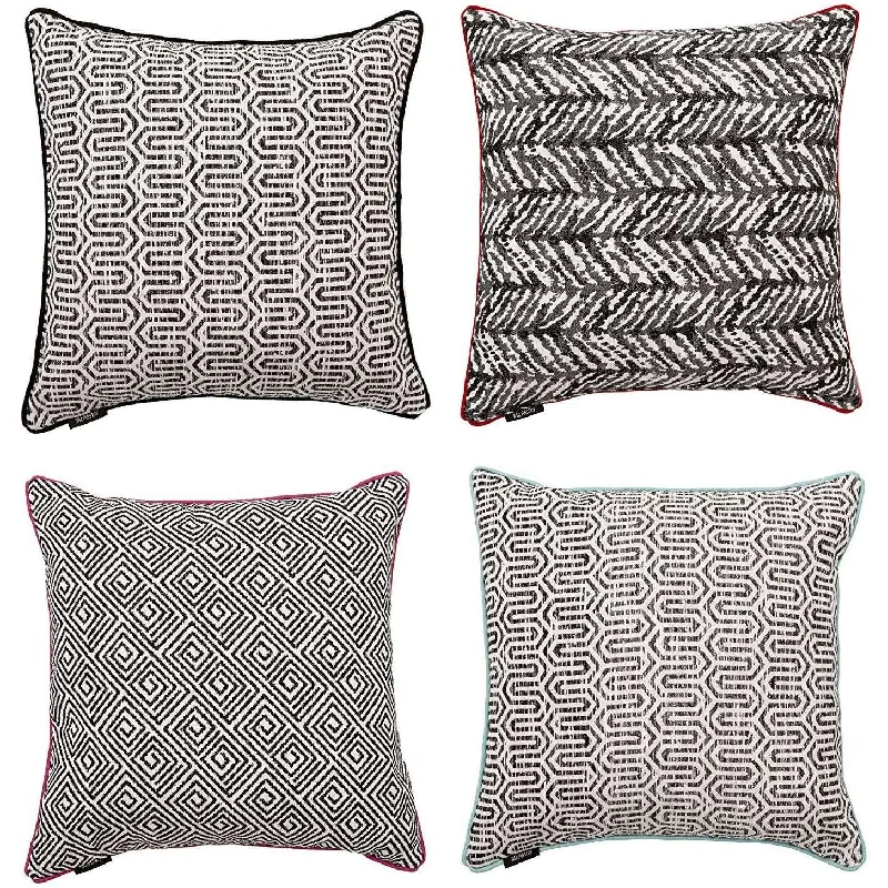 Aztec Geometric Black + White 43cm x 43cm Cushion Sets