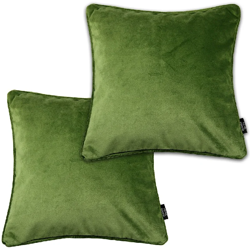 Matt Fern Green Velvet 43cm x 43cm Piped Cushion Sets