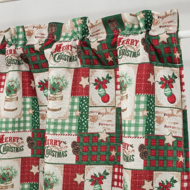 Christmas Patchwork Kitchen Curtain