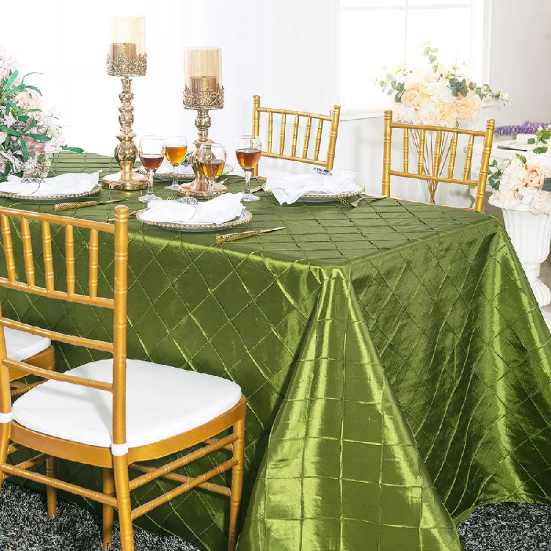 90"x132" Seamless Rectangular Pintuck Taffeta Tablecloth - Moss Green (1pc)