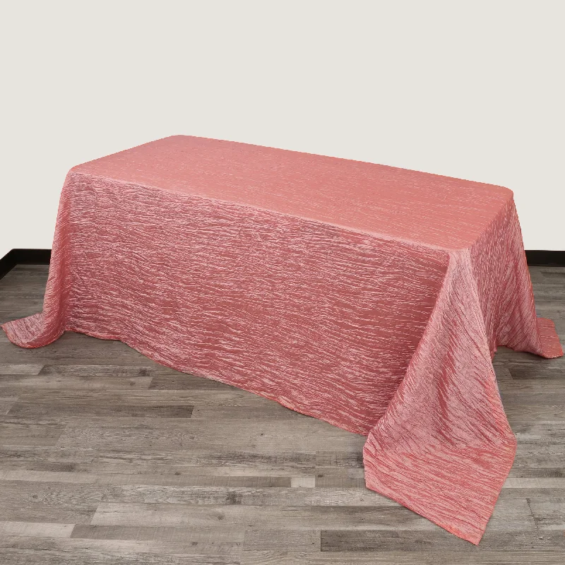 90 x 132 inch Crinkle Taffeta Rectangular Tablecloth Coral