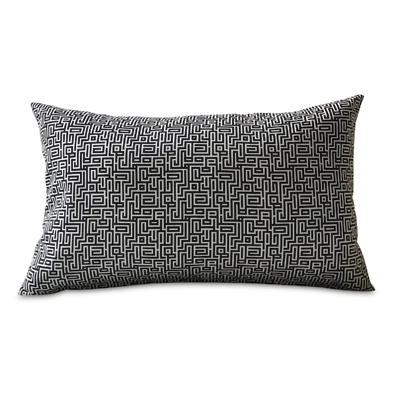 Black & White Retro Lumbar Pillow Cover 13x22