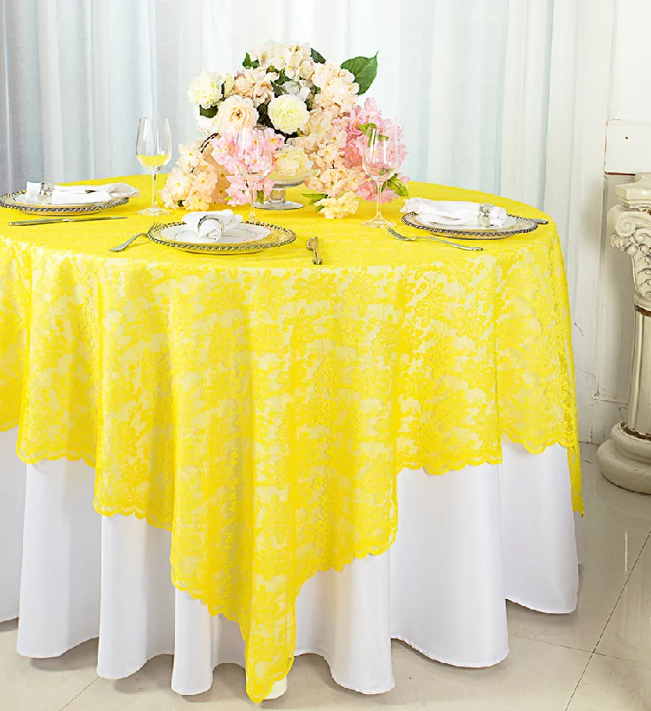 72"x72" Square Caspari Lace Tablecloth/Table Overlay Toppers - Canary Yellow (1pc)