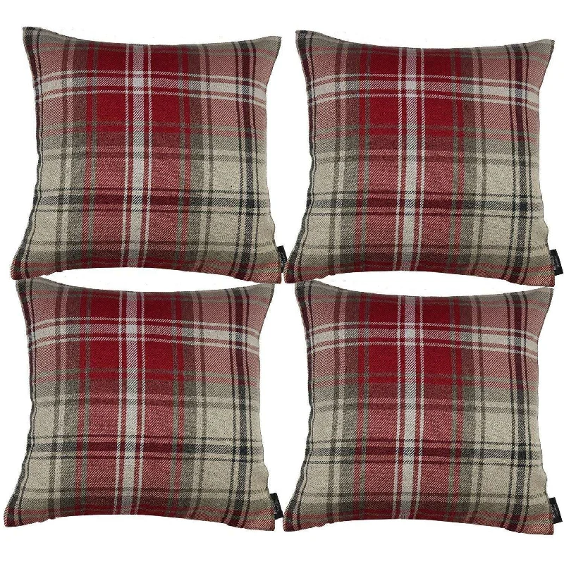 Angus Red + White Tartan 43cm 43cm Cushion Sets