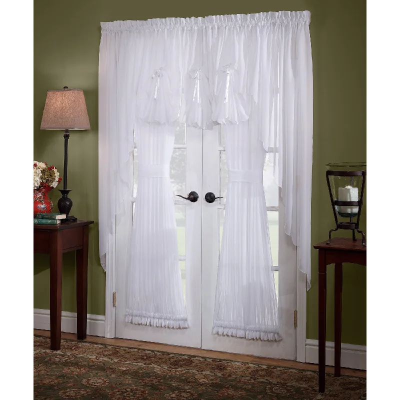 Emelia White Sheer Voile Curtains & Door Panels