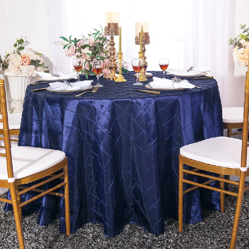 132" Round Pintuck Taffeta Tablecloth - Navy Blue (1pc)