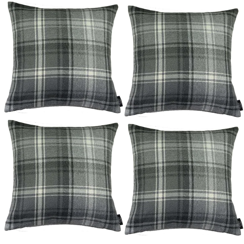 Angus Charcoal Grey Tartan 43cm x 43cm Cushion Sets