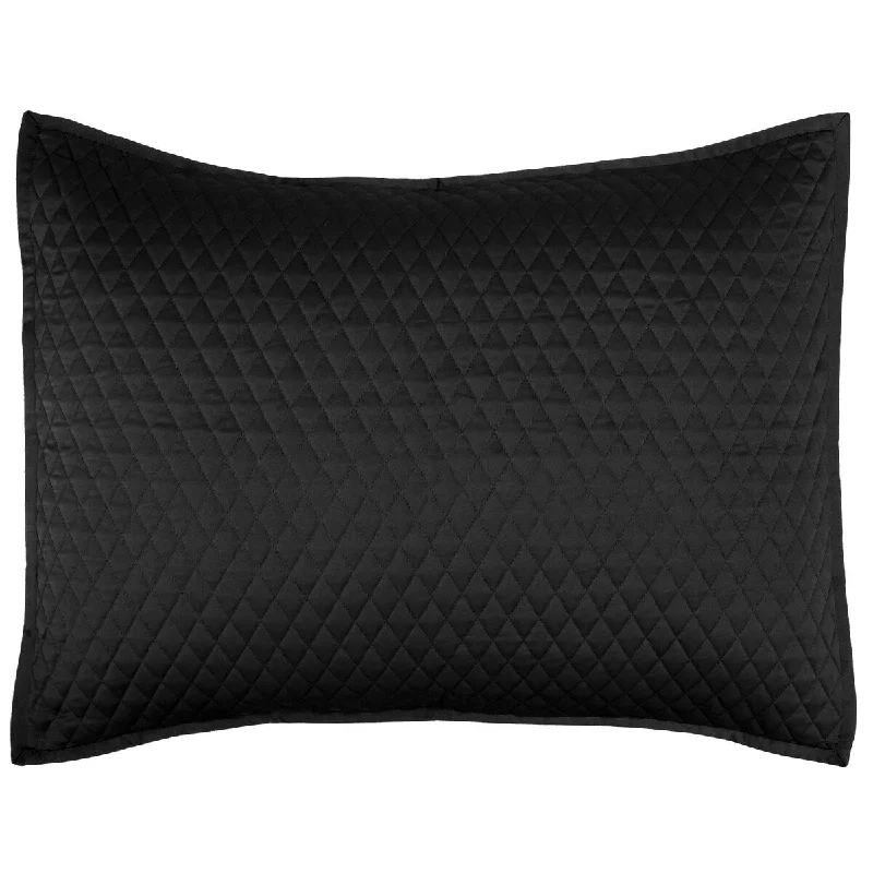 Kahn 26 Inch Hand Stitched Standard Pillow Sham, Cotton Fill, Matte Black