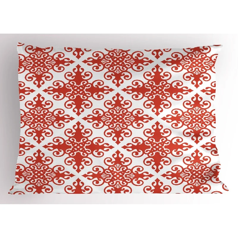 Ambesonne Red Pillow Sham, Decorative Standard King Size Printed Pillowcase