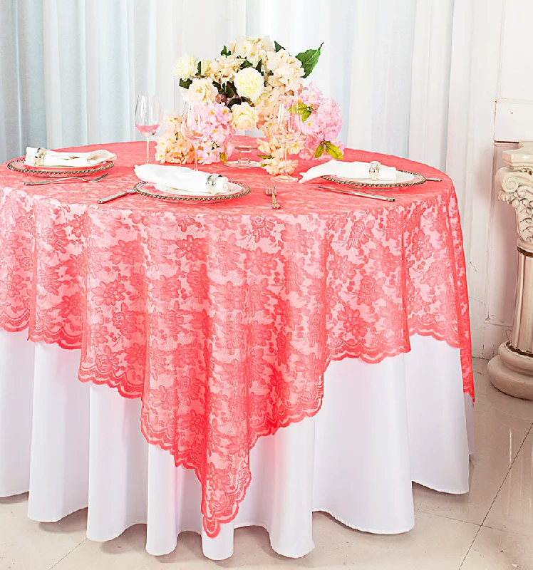 72"x72" Square Caspari Lace Tablecloth/Table Overlay Toppers - Coral (1pc)