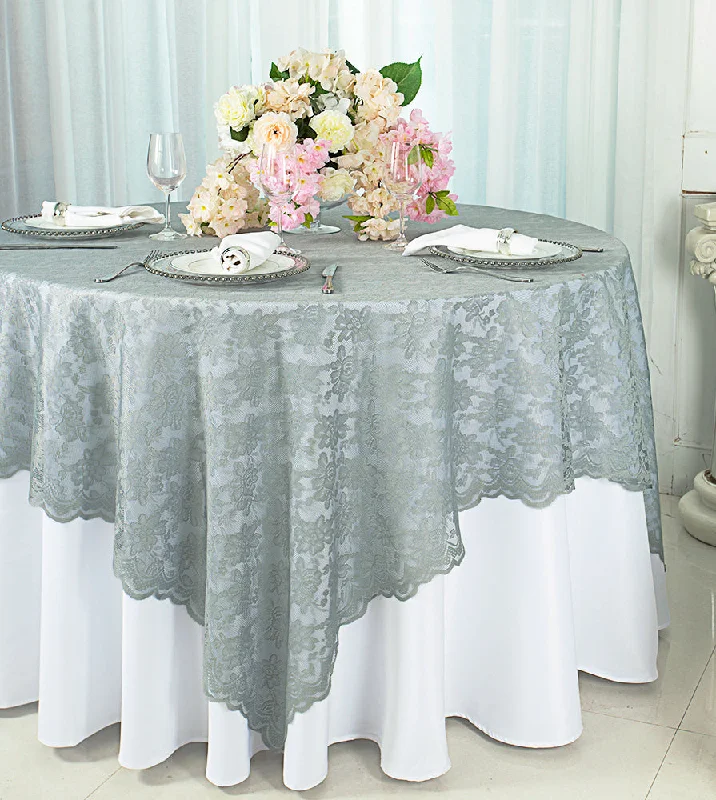 54"x54" Square Caspari Lace Tablecloth/Table Overlay - Silver (1pc)