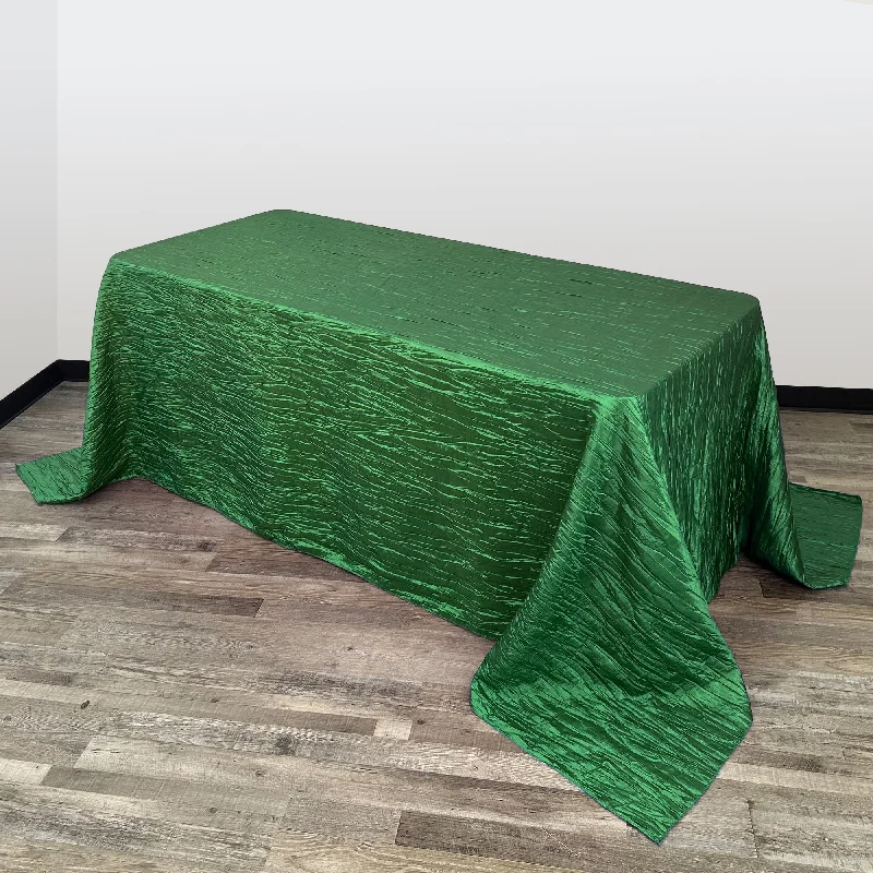 90 x 156 inch Crinkle Taffeta Rectangular Tablecloth Hunter Green