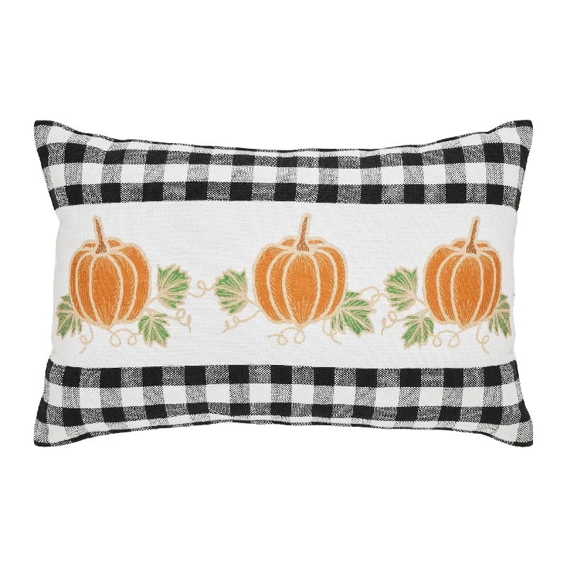 Annie Black Check Pumpkin Patch Pillow 14x22