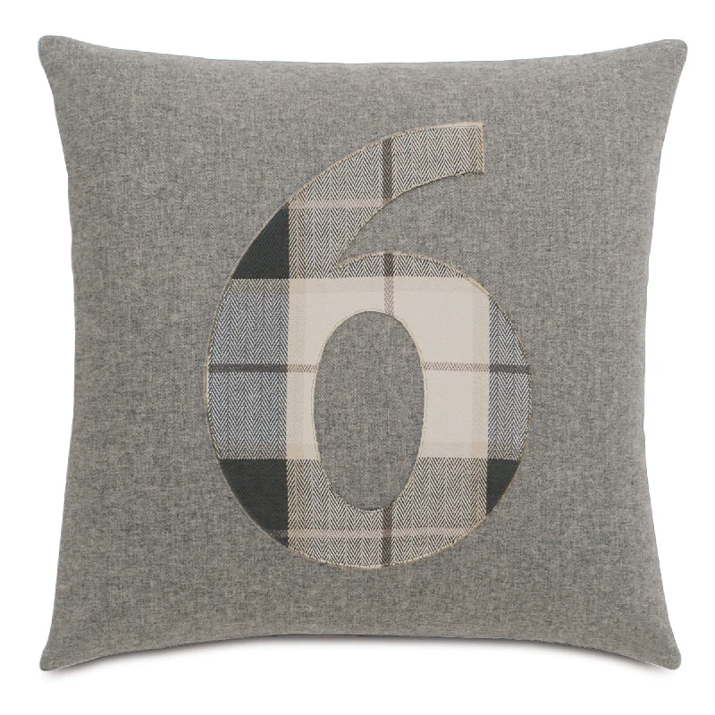 Solid Number "6" Laser Cut Appliqué Decorative Pillow 20" x 20"