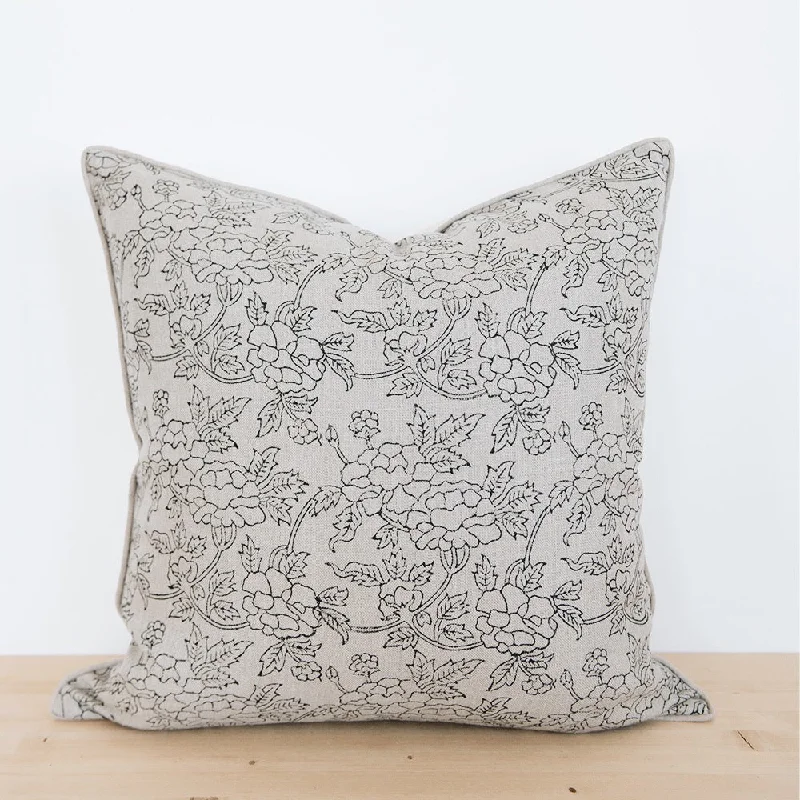 Linen Hand Block-Printed Pillow Cover No. 01210