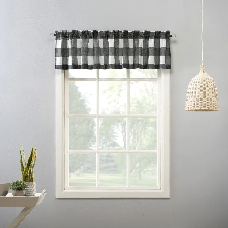 No. 918 Fallon Buffalo Plaid Rod Pocket Kitchen Curtain Tier Pair