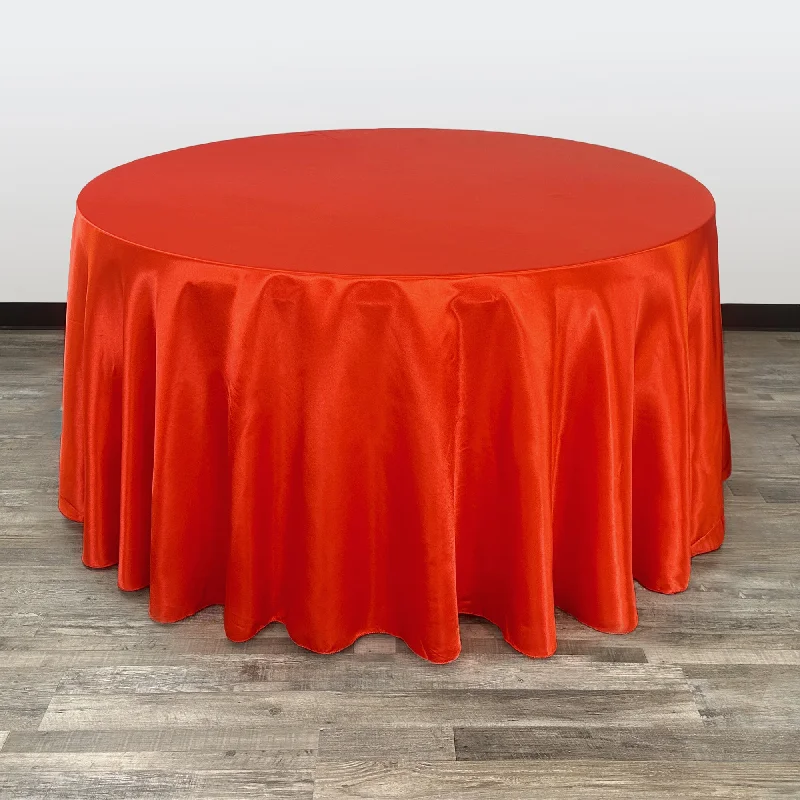 120 Inch Round Satin Tablecloth Red