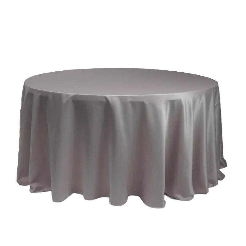 120 inch L'amour Satin Round Tablecloth Dark Silver