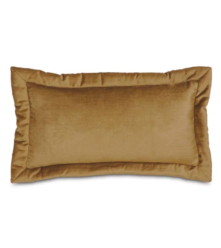 Lars Velvet Lumbar Pillow Cover 11x21 in Gold