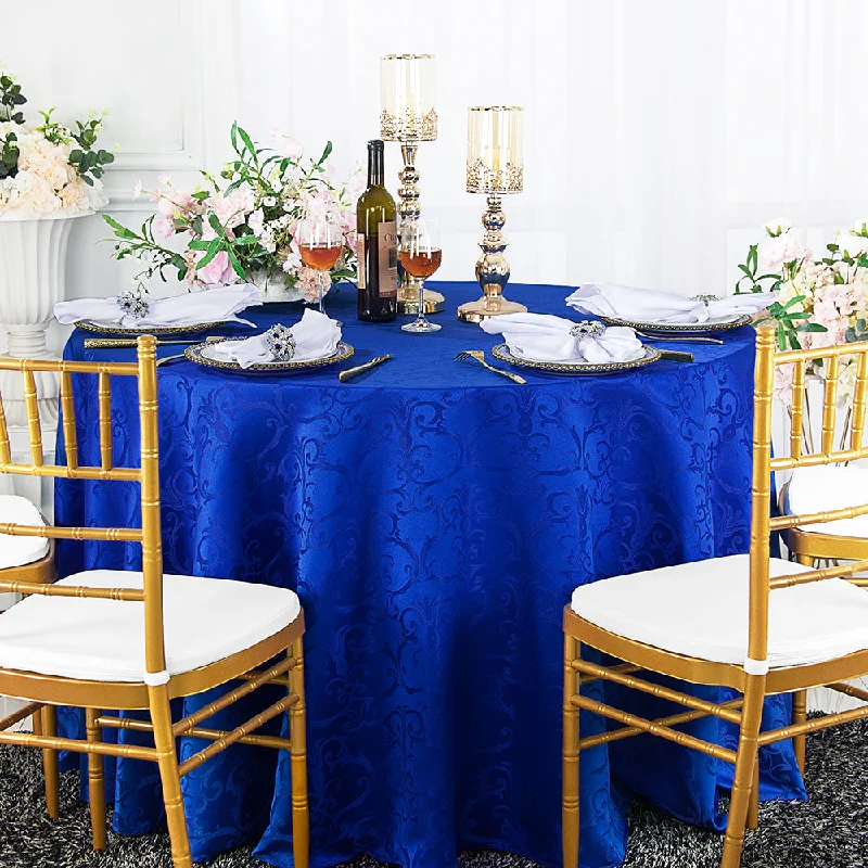 120" Seamless Round Versailles Chopin Damask Jacquard Polyester (220 GSM) Tablecloth - Royal Blue (1pc)