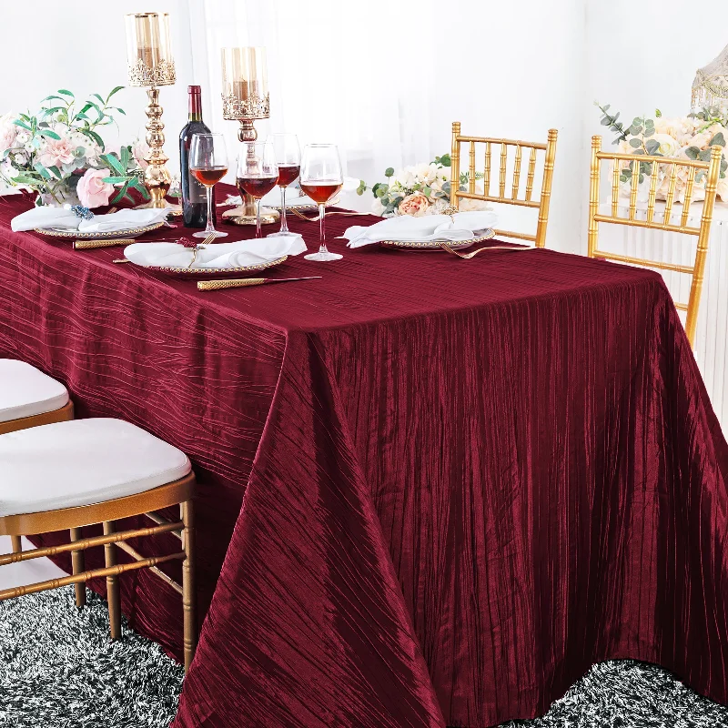 90"x156" Seamless Rectangular Accordion Crinkle Taffeta Tablecloth - Burgundy (1pc)