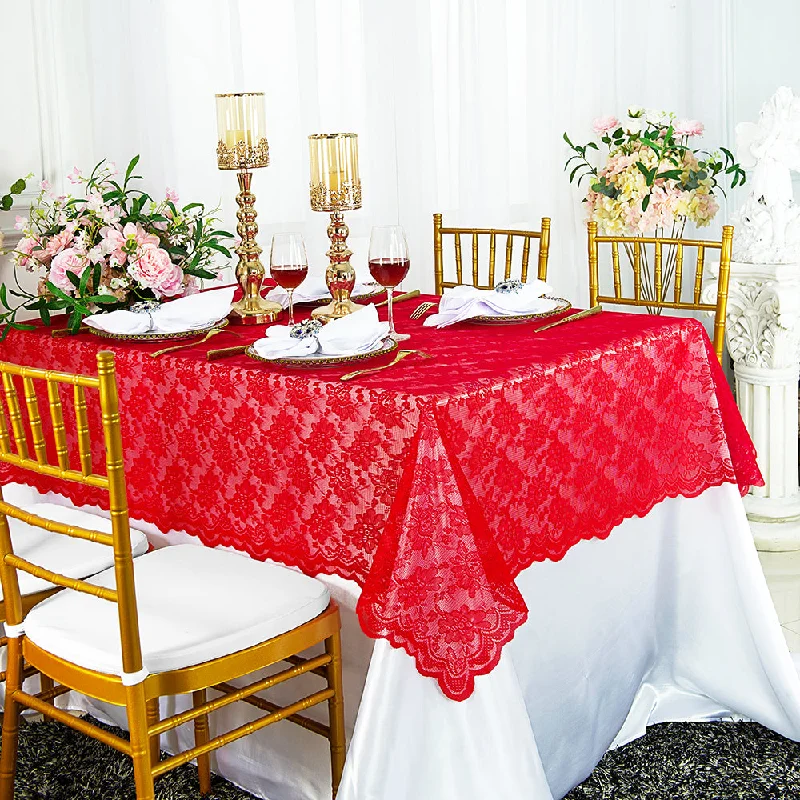 54"x108" Rectangular Caspari Lace Tablecloth/Table Overlay Topper - Red (1pc)