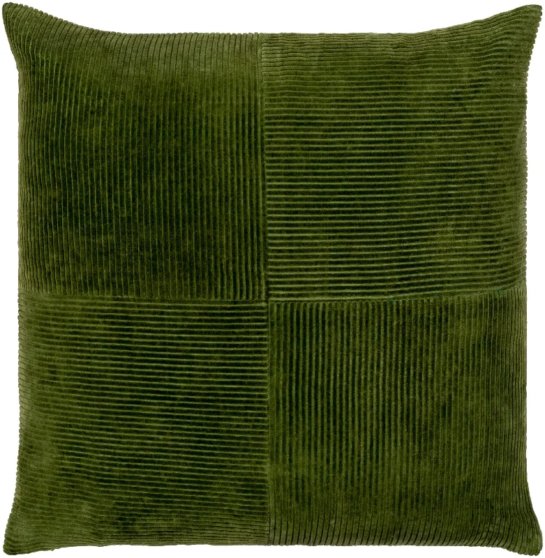 Corduroy Green Quarters Pillow