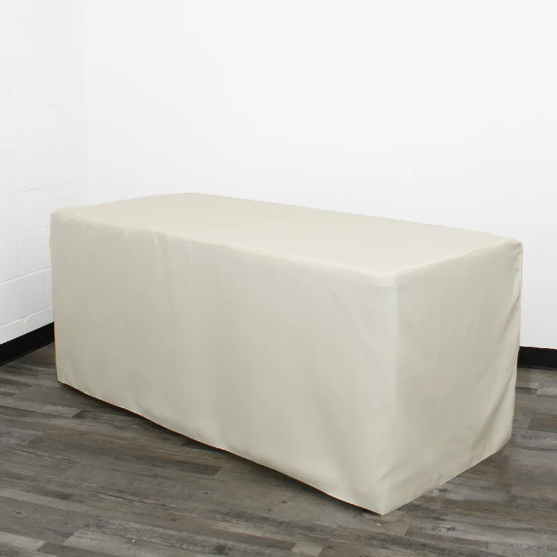 6 ft Rectangular Fitted Polyester Tablecloth Ivory