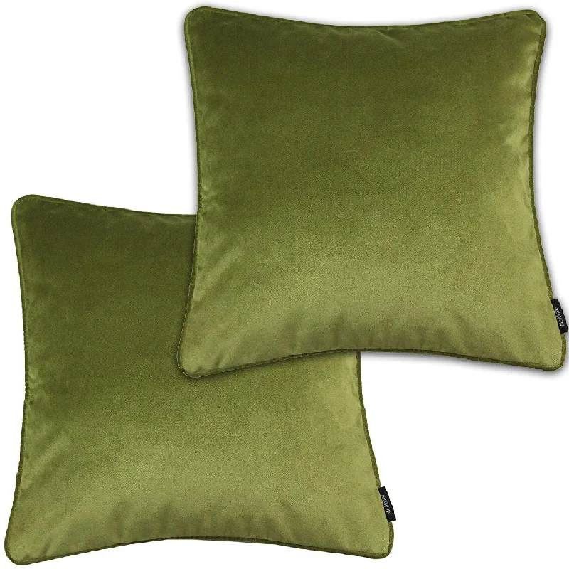 Matt Lime Green Velvet 43cm x 43cm Piped Cushion Sets