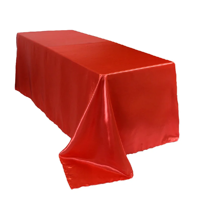 90 x 132 inch Satin Rectangular Tablecloth Red