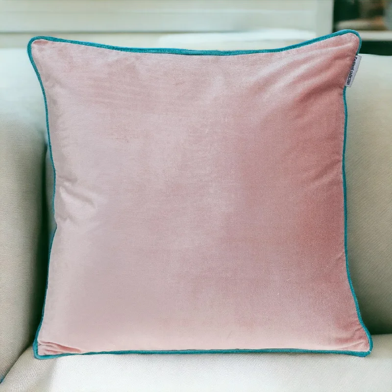 Pink and White Reversible Velvet Throw Pillow