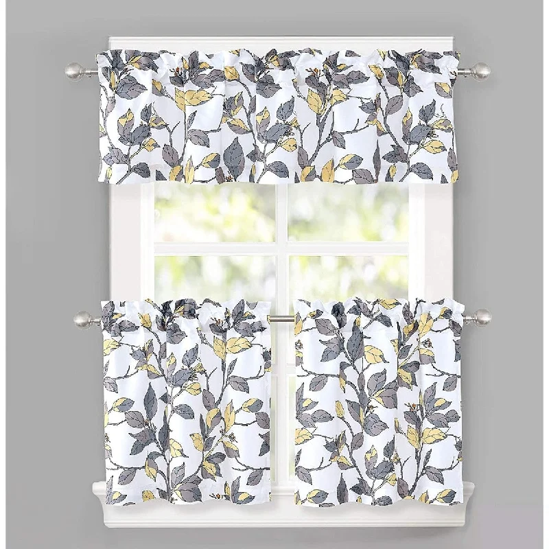 DriftAway Ryan Sketch Floral Branch Leaves Pattern Curtain Set