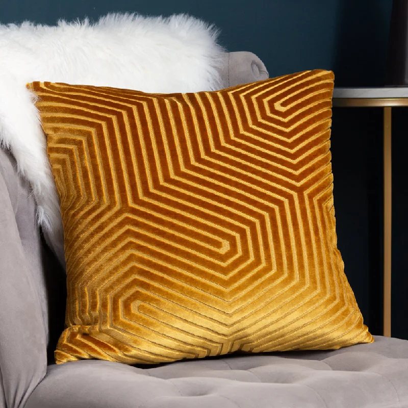 Evoke Cut Velvet Cushion Gold