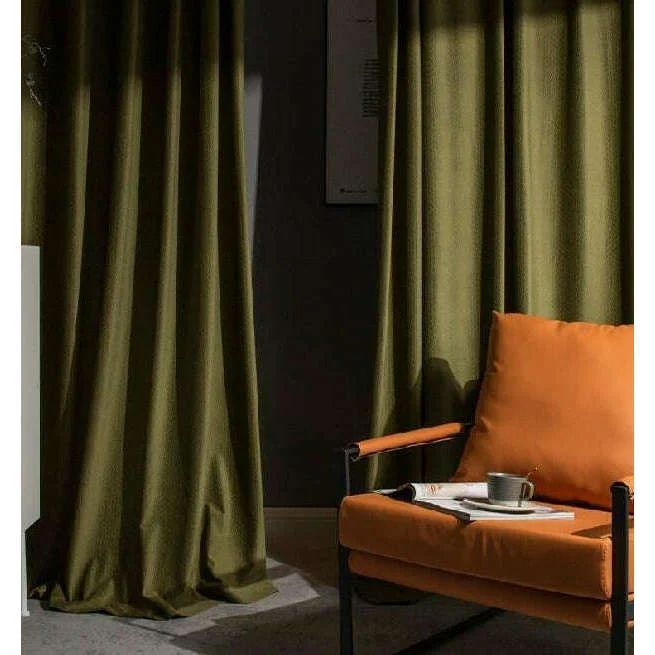 Taylor H. Luxury Jacquard Velvet Woven Design Curtains - Olive Green