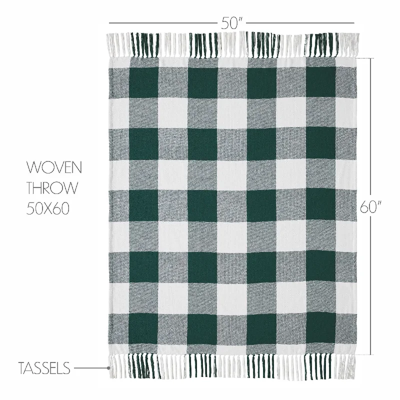 Annie Buffalo Check Hunter Green Woven Throw 50x60