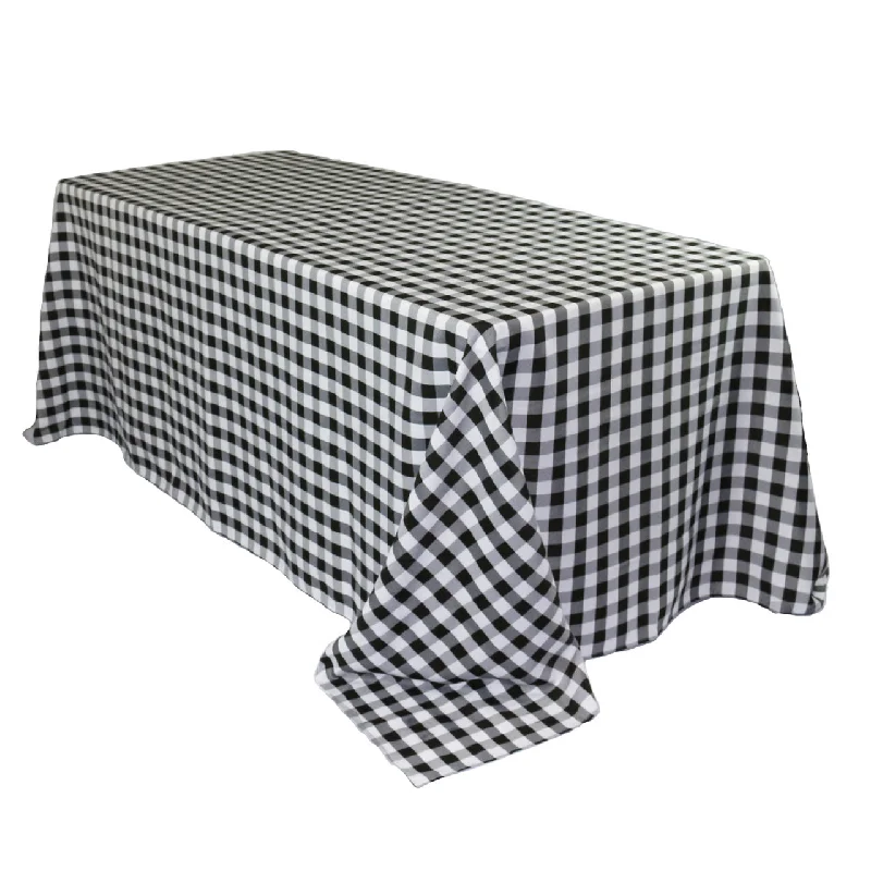 90 x 132 inch Polyester Rectangular Tablecloth Checkered Black